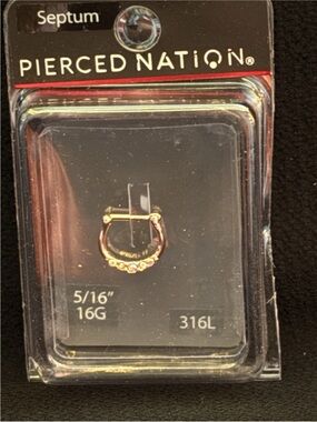 16G Gold Tone Septum Clicker Ring 5/16” 316L Surgical Steel Aurora CZ New